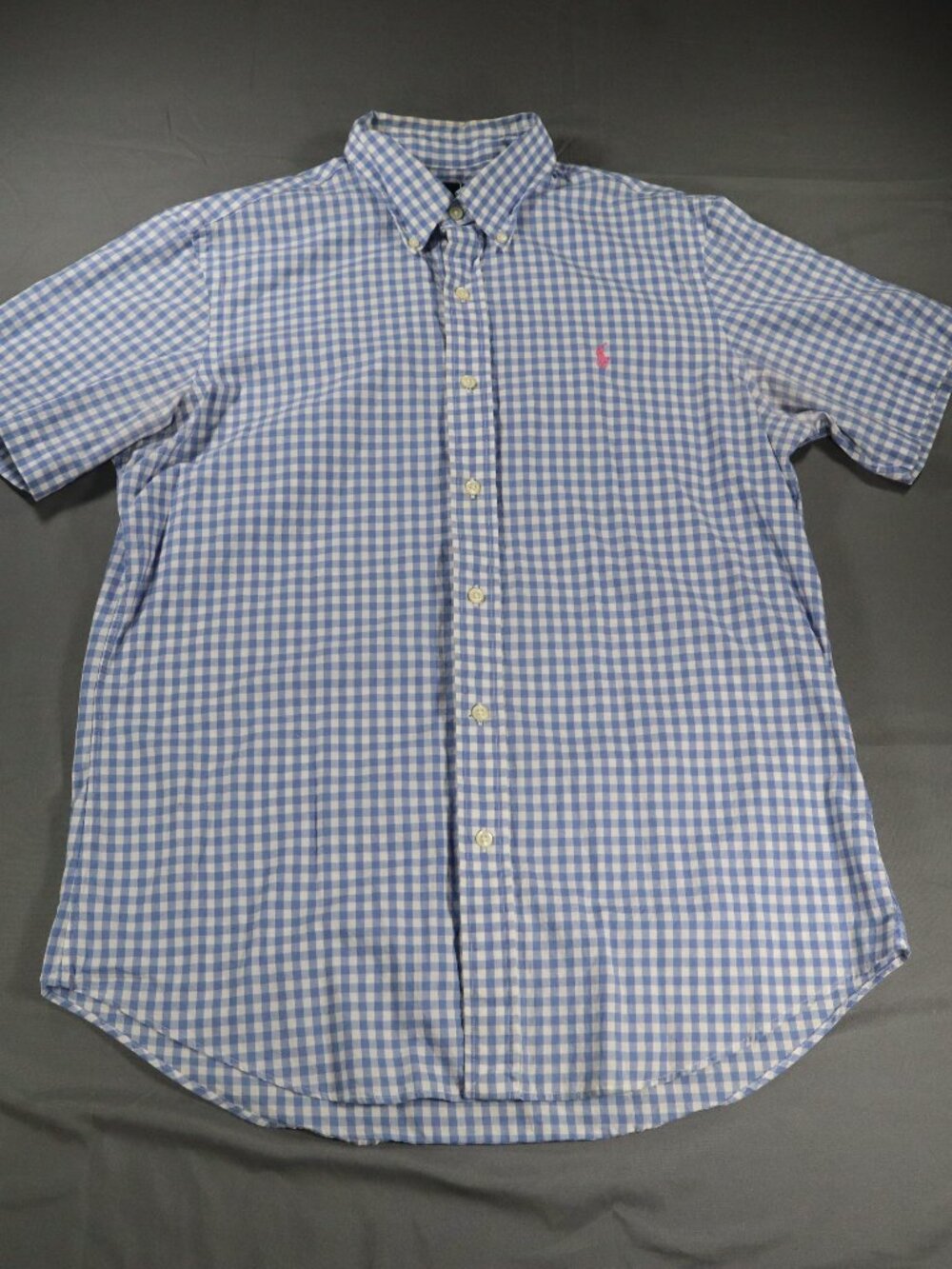 Ralph Lauren Shirt Men's Medium Plaid Gingham Button Down Pink Pony